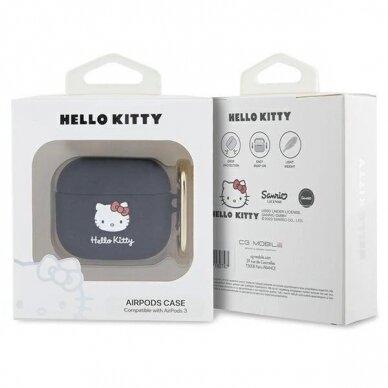 Hello Kitty Dėklas Silicone 3D Kitty HeadAirPods 3 - Juodas 2