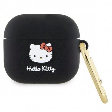 Hello Kitty Dėklas Silicone 3D Kitty HeadAirPods 3 - Juodas