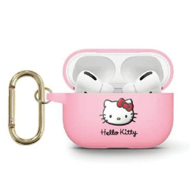 Hello Kitty Dėklas Silicone 3D Kitty HeadAirPods 3 - Rožinis