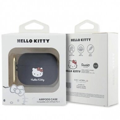 Hello Kitty Dėklas Silicone 3D Kitty HeadAirPods Pro 2 (2022/2023) - Juodas 3