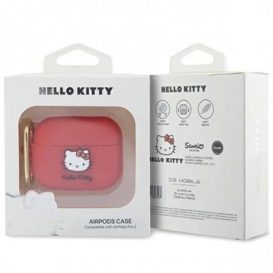 Hello Kitty Dėklas Silicone 3D Kitty HeadAirPods Pro 2 (2022/2023) - fuchsia 3