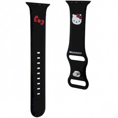 Hello Kitty Dėklas Silicone Kitty Head Strap for Apple Watch 42/44/45/49mm - Juodas 2