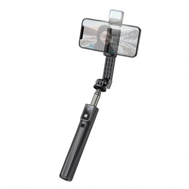 [Užsakomoji prekė] Hoco - Selfie Stick Treasure (K15) - Stable, BT 4.0, 1/4 Screw Interface, Bluetooth Remote Controller, Light, 55mAh - Black