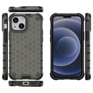 Dėklas Honeycomb Case armor cover with TPU iPhone 13 mini Juodas 1