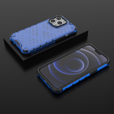 Dėklas Honeycomb Case armor cover with TPU Bumper iPhone 13 Pro Mėlynas 12