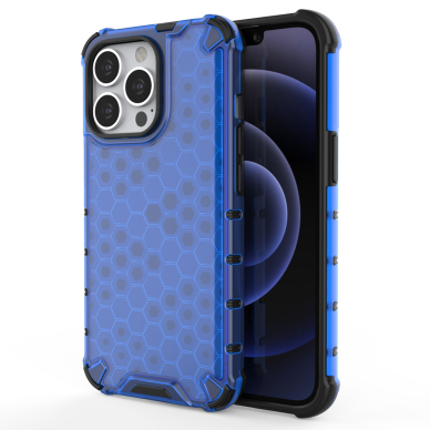 Dėklas Honeycomb Case armor cover with TPU Bumper iPhone 13 Pro Mėlynas