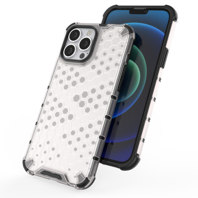 Dėklas Honeycomb Case armor cover with TPU Bumper iPhone 13 Pro Max Permatomas 7