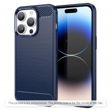 [Užsakomoji prekė] Dėklas iPhone 12 Pro Max - Techsuit Carbon Silicone - Mėlynas