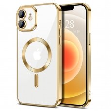 [Užsakomoji prekė] Dėklas iPhone 12 - Techsuit Luxury Crystal MagSafe - auksinis