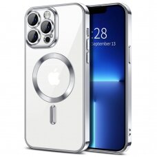 [Užsakomoji prekė] Dėklas iPhone 13 Pro - Techsuit Luxury Crystal MagSafe - sidabrinis