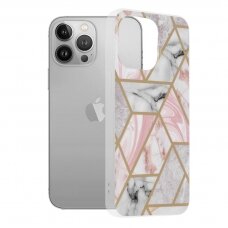 [Užsakomoji prekė] Dėklas skirtas iPhone 13 Pro - Techsuit Marble Series - Rožinis Hex