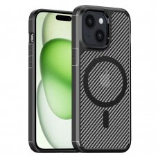 [Užsakomoji prekė] Dėklas iPhone 15 Plus - Techsuit Carbon Fuse MagSafe - Juodas