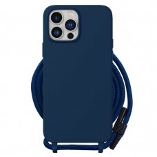 [Užsakomoji prekė] Dėklas iPhone 15 Plus - Techsuit Crossbody Lanyard - Mėlynas