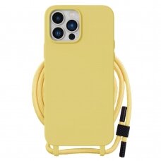 [Užsakomoji prekė] Dėklas iPhone 15 Plus - Techsuit Crossbody Lanyard - Geltonas