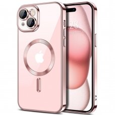 [Užsakomoji prekė] Dėklas iPhone 15 Plus - Techsuit Luxury Crystal MagSafe - rožinis