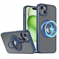 [Užsakomoji prekė] Dėklas iPhone 15 Plus - Techsuit MagSafe Ghost Holder Series - Matte Mėlynas