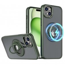 [Užsakomoji prekė] Dėklas iPhone 15 Plus - Techsuit MagSafe Ghost Holder Series - Matte Žalias