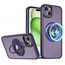 [Užsakomoji prekė] Dėklas iPhone 15 Plus - Techsuit MagSafe Ghost Holder Series - Matte Purple