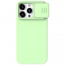 [Užsakomoji prekė] Dėklas iPhone 15 Pro Max - Nillkin CamShield Silky MagSafe Silicone - Mint Žalias