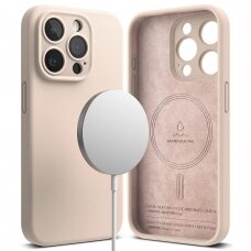 [Užsakomoji prekė] Dėklas iPhone 15 Pro Max - Ringke Silicone Magnetic - Rožinis Sand