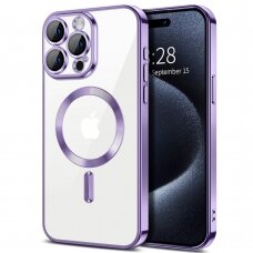 [Užsakomoji prekė] Dėklas iPhone 15 Pro Max - Techsuit Luxury Crystal MagSafe - Šviesiai rožinis