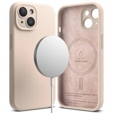 [Užsakomoji prekė] Dėklas iPhone 15 - Ringke Silicone Magnetic - Rožinis Sand