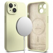 [Užsakomoji prekė] Dėklas iPhone 15 - Ringke Silicone Magnetic - Sunny Lime