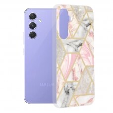 [Užsakomoji prekė] Telefono dėklas Samsung Galaxy A54 - Techsuit Marble Series - Rožinis Hex