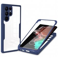 [Užsakomoji prekė] Dėklas Samsung Galaxy S22 Ultra 5G + Folie - Techsuit ColorVerse 360 Series - Mėlynas