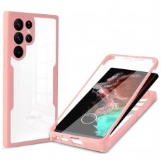 [Užsakomoji prekė] Dėklas Samsung Galaxy S22 Ultra 5G + Folie - Techsuit ColorVerse 360 Series - rožinis