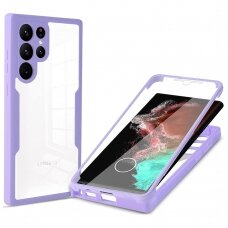 [Užsakomoji prekė] Dėklas Samsung Galaxy S22 Ultra 5G + Folie - Techsuit ColorVerse 360 Series - Purpurinis