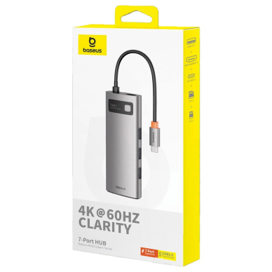 HUB 7in1 Baseus Metal Gleam Series USB-C to USB-C PD / 3x USB-A / HDMI / SD TF - pilkas 4