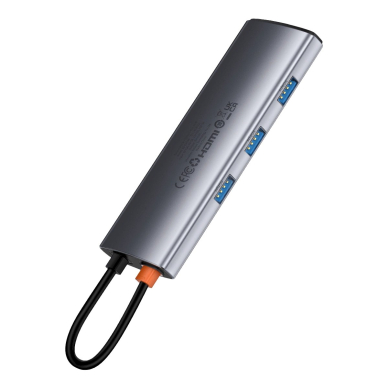 HUB 7in1 Baseus Metal Gleam Series USB-C to USB-C PD / 3x USB-A / HDMI / SD TF - pilkas 9