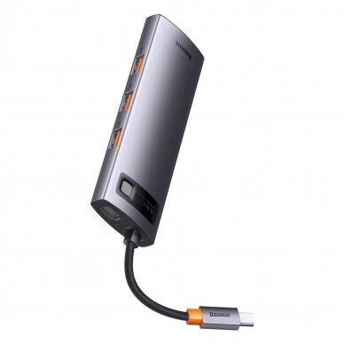 HUB 8in1 Baseus StarJoy USB-C to USB-C PD / 3x USB-A / HDMI / RJ-45 / SD TF - pilkas 1