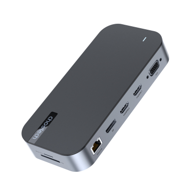 HUB Choetch M52 USB-C - USB-C PD/USB-C/USB-A/HDMI/VGA/DP/SD/TF/RJ45/AUX - Pilkas 1