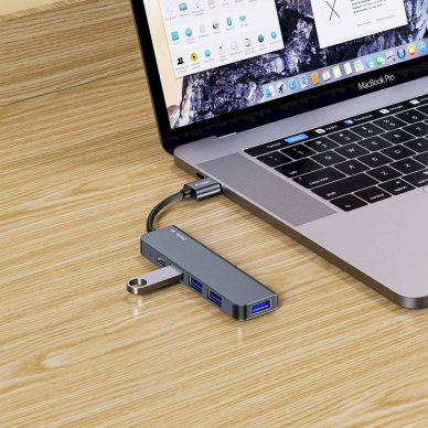 HUB Tech-Protect V0 5in1 USB-A - USB-A 3.0 / 3x USB-A 2.0 / USB-C - pilkas 6