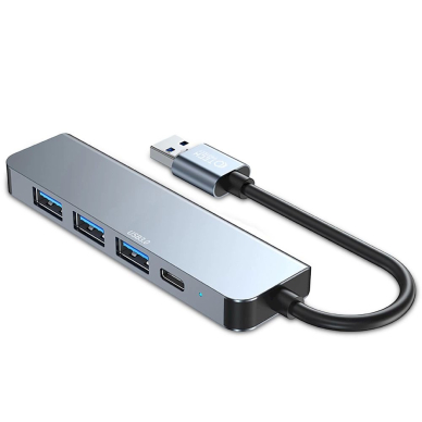 HUB Tech-Protect V0 5in1 USB-A - USB-A 3.0 / 3x USB-A 2.0 / USB-C - pilkas