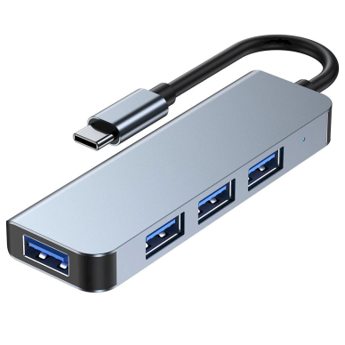 HUB Tech-Protect V1 4in1 USB-C - 3x USB-A 2.0 / USB-A 3.0 - pilkas 1