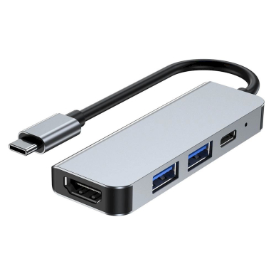 HUB Tech-Protect V2 4in1 USB-C - USB-A 3.0 / USB-A 2.0 / USB-C / HDMI - pilkas 4