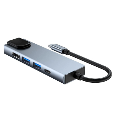 HUB Tech-Protect V3 5in1 USB-C - USB-A 3.0 / USB-A 2.0 / USB-C / HDMI / RJ45 - pilkas 5