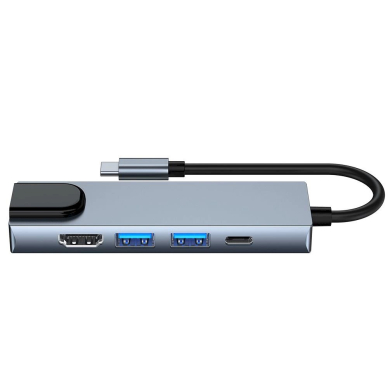 HUB Tech-Protect V3 5in1 USB-C - USB-A 3.0 / USB-A 2.0 / USB-C / HDMI / RJ45 - pilkas 6