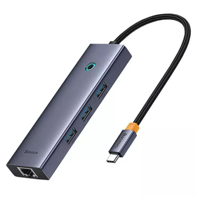 [Užsakomoji prekė] Skirstytuvas HUB Type-C to 3 x USB 3.0, RJ45 - Baseus UltraJoy Series (B0005280A813-00) - Space Grey 1