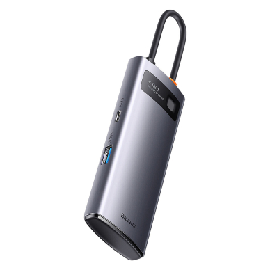 [Užsakomoji prekė] Skirstytuvas HUB Type-C to 4 x USB 3.0, Type-C - Baseus Metal Gleam Series (WKWG070013) -pilkas  1