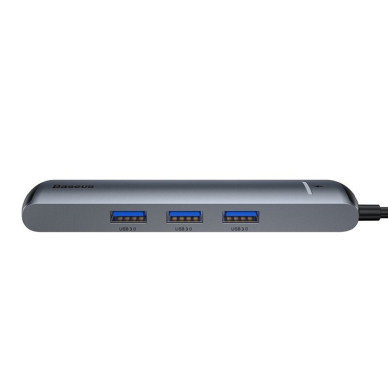 [Užsakomoji prekė] Hub - USB-C la HDMI, Type-C, 3x USB, RJ45 - Baseus (CAHUB-J0G) - Grey 1