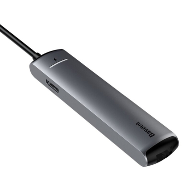 [Užsakomoji prekė] Hub - USB-C la HDMI, Type-C, 3x USB, RJ45 - Baseus (CAHUB-J0G) - Grey 2