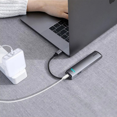 [Užsakomoji prekė] Hub - USB-C la HDMI, Type-C, 3x USB, RJ45 - Baseus (CAHUB-J0G) - Grey 5