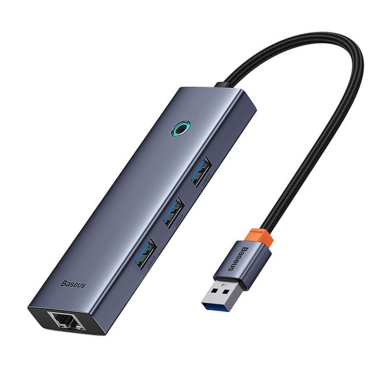 [Užsakomoji prekė] Skirstytuvas HUB USB į 3 x USB 3.0, RJ45 - Baseus UltraJoy Series (B0005280A813-01) - Space Grey 3