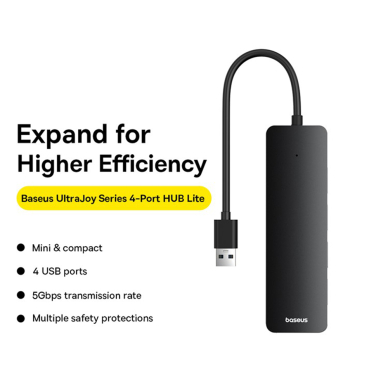 [Užsakomoji prekė] Skirstytuvas HUB USB į 4x USB 3.0, 5Gbps, 15cm - Baseus UltraJoy Series (B0005280B111-00) - Juodas 5