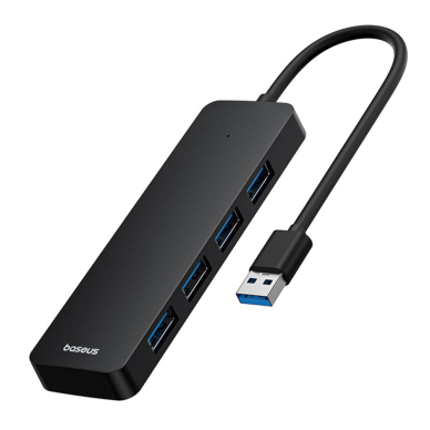 [Užsakomoji prekė] Skirstytuvas HUB USB į 4x USB 3.0, 5Gbps, 15cm - Baseus UltraJoy Series (B0005280B111-00) - Juodas