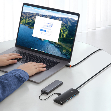 [Užsakomoji prekė] Hub USB to 4x USB3.0, Type-C, 1m - Baseus Lite Series (WKQX030101) - Juodas 8